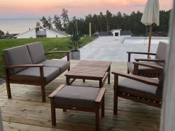 Beliani 4-Istuttava Ulkosohvaryhma Akaasia Vaalea Puu Manila Fashion