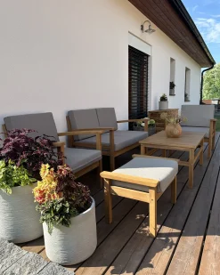 Beliani 4-Istuttava Ulkosohvaryhma Akaasia Vaalea Puu Manila Fashion