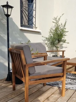 Beliani 4-Istuttava Ulkosohvaryhma Akaasia Vaalea Puu Manila Fashion