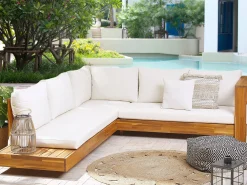 Beliani 5-Istuttava Ulkosohvaryhma Akasiapuu Vasenk. Valkoinen Marettimo Cheap