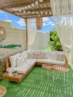 Beliani 5-Istuttava Ulkosohvaryhma Akasiapuu Vasenk. Valkoinen Marettimo Cheap