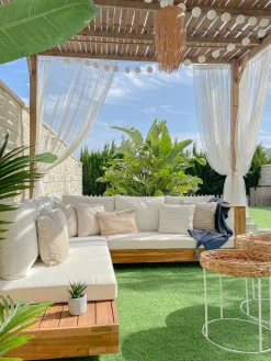 Beliani 5-Istuttava Ulkosohvaryhma Akasiapuu Vasenk. Valkoinen Marettimo Cheap