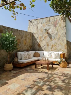 Beliani 5-Istuttava Ulkosohvaryhma Akasiapuu Vasenk. Valkoinen Marettimo Cheap