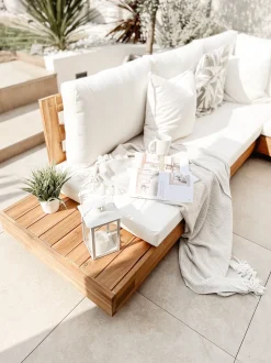 Beliani 5-Istuttava Ulkosohvaryhma Akasiapuu Vasenk. Valkoinen Marettimo Cheap