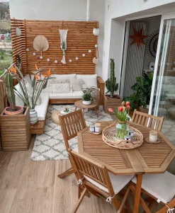 Beliani 5-Istuttava Ulkosohvaryhma Akasiapuu Vasenk. Valkoinen Marettimo Cheap