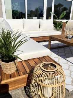 Beliani 5-Istuttava Ulkosohvaryhma Akasiapuu Vasenk. Valkoinen Marettimo Cheap