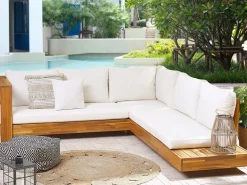 Beliani 5-Istuttava Ulkosohvaryhma Akasiapuu Vasenk. Valkoinen Marettimo Cheap