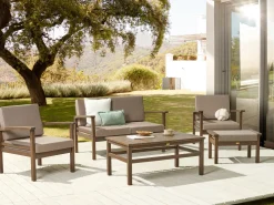 Beliani 4-Istuttava Ulkosohvaryhma Akaasia Tumma Puu Manila Shop