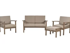 Beliani 4-Istuttava Ulkosohvaryhma Akaasia Tumma Puu Manila Shop