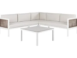 Beliani 4-Istuttava Ulkosohvaryhma Alumiini Vasenk. Valkoinen/Ruskea Borello Best