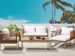 Beliani 4-Istuttava Ulkosohvaryhma Akasiapuu Valkoinen Bermuda Best Sale