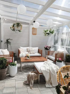 Beliani 4-Istuttava Ulkosohvaryhma Akasiapuu Valkoinen Bermuda Best Sale