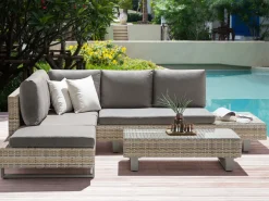 Beliani 5-Istuttava Ulkosohvaryhma Polyrottinki Harmaa Lanciano Cheap