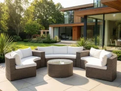 Beliani 9-Istuttava Ulkosohvaryhma Polyrottinki Ruskea Severo Best Sale