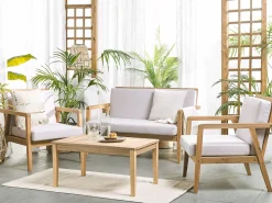 Beliani 4-Istuttava Ulkosohvaryhma Akasiapuu Ruskeanharmaa Pallano Fashion