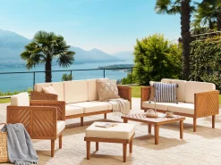 Beliani 6-Istuttava Ulkosohvaryhma Akasiapuu Valkoinen Baratti Sale