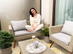 Beliani 4-Istuttava Ulkosohvaryhma Polyrottinki Harmaa Vittoria Sale