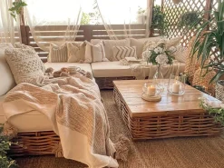 Beliani 4-Istuttava Ulkosohvaryhma Rottinki Vasenk. Luonnonvari Varallo Clearance