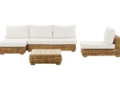 Beliani 4-Istuttava Ulkosohvaryhma Rottinki Vasenk. Luonnonvari Varallo Clearance