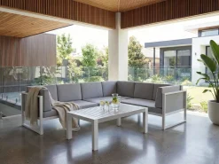 Beliani 6-Istuttava Ulkosohvaryhma Alumiini Valkoinen/Harmaa Castella Online