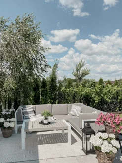 Beliani 6-Istuttava Ulkosohvaryhma Alumiini Valkoinen/Harmaa Castella Online