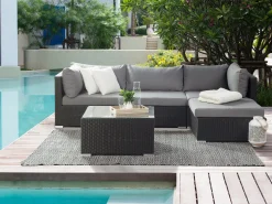 Beliani 4-Istuttava Ulkosohvaryhma Polyrottinki Oikeak. Musta Sano Ii Clearance