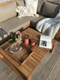 Beliani 4-Istuttava Ulkosohvaryhma Akaasia Oikeak. Vaalea Puu Timor Fashion