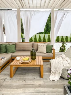 Beliani 4-Istuttava Ulkosohvaryhma Akaasia Oikeak. Vaalea Puu Timor Fashion