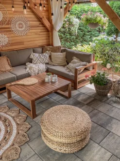 Beliani 4-Istuttava Ulkosohvaryhma Akaasia Oikeak. Vaalea Puu Timor Fashion