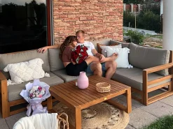 Beliani 4-Istuttava Ulkosohvaryhma Akaasia Oikeak. Vaalea Puu Timor Fashion