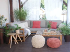 Beliani 4-Istuttava Ulkosohvaryhma Akaasia Oikeak. Vaalea Puu Timor Fashion