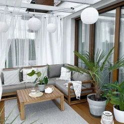 Beliani 4-Istuttava Ulkosohvaryhma Akaasia Oikeak. Vaalea Puu Timor Fashion