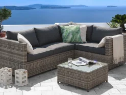 Beliani 4-Istuttava Ulkosohvaryhma Polyrottinki Tummanharmaa Avola Cheap