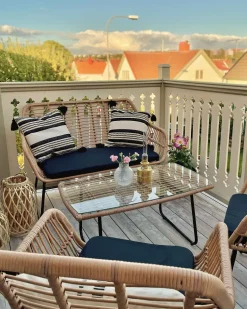 Beliani 4-Istuttava Ulkosohvaryhma Polyrottinki Luonnonvari Minori Sale