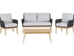 Beliani 4-Istuttava Ulkosohvaryhma Akasiapuu Harmaa/Musta Merano Ii Discount