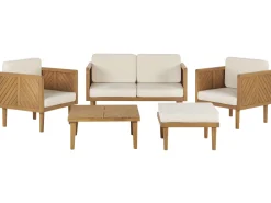 Beliani 4-Istuttava Ulkosohvaryhma Akasiapuu Valkoinen Baratti Cheap