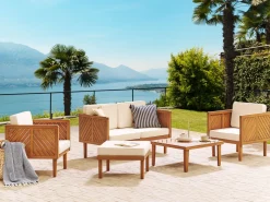 Beliani 4-Istuttava Ulkosohvaryhma Akasiapuu Valkoinen Baratti Cheap