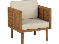 Beliani 4-Istuttava Ulkosohvaryhma Akasiapuu Valkoinen Baratti Cheap