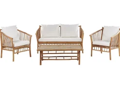 Beliani 4-Istuttava Ulkosohvaryhma Bambu Valkoinen Maggiore Sale