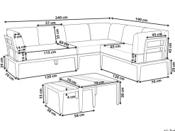 Beliani 6-Istuttava Ulkosohvaryhma Alumiini Harmaa Rima Iii Hot