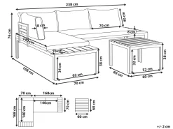 Beliani 4-Istuttava Ulkosohvaryhma Harmaa/Vaalea Puu Pienza Best