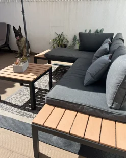 Beliani 4-Istuttava Ulkosohvaryhma Harmaa/Vaalea Puu Pienza Best