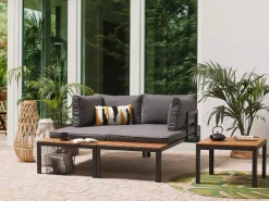 Beliani 4-Istuttava Ulkosohvaryhma Harmaa/Vaalea Puu Pienza Best