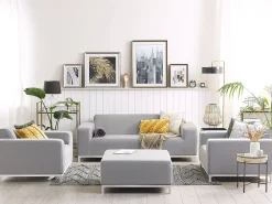 Beliani 5-Istuttava Ulkosohvaryhma Kangas Vaaleanharmaa/Valkoinen Rovigo Fashion