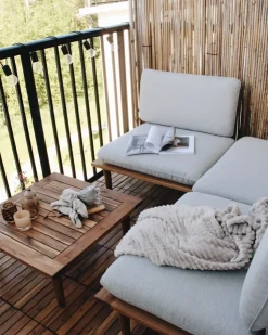 Beliani 4-Istuttava Ulkosohvaryhma Akaasia Vaalea Puu/Harmaa Frascati Best