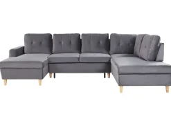 Beliani 4-Istuttava U-Muotoinen Kulmavuodesohva Säilytystilalla Sametti Harmaa Lerum Flash Sale