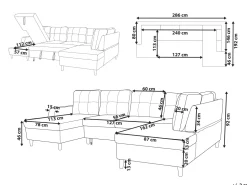 Beliani 4-Istuttava U-Muotoinen Kulmavuodesohva Säilytystilalla Sametti Harmaa Lerum Flash Sale
