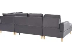 Beliani 4-Istuttava U-Muotoinen Kulmavuodesohva Säilytystilalla Sametti Harmaa Lerum Flash Sale