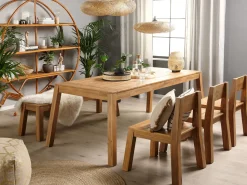 Beliani 6-Istuttava Vaalea Akaasiapuinen Ulkoruokailuryhma Penkilla Ja Tuoleilla Livorno Cheap