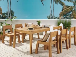 Beliani 6-Istuttava Vaalea Akaasiapuinen Ulkoruokailuryhma Tuoleilla Livorno Cheap